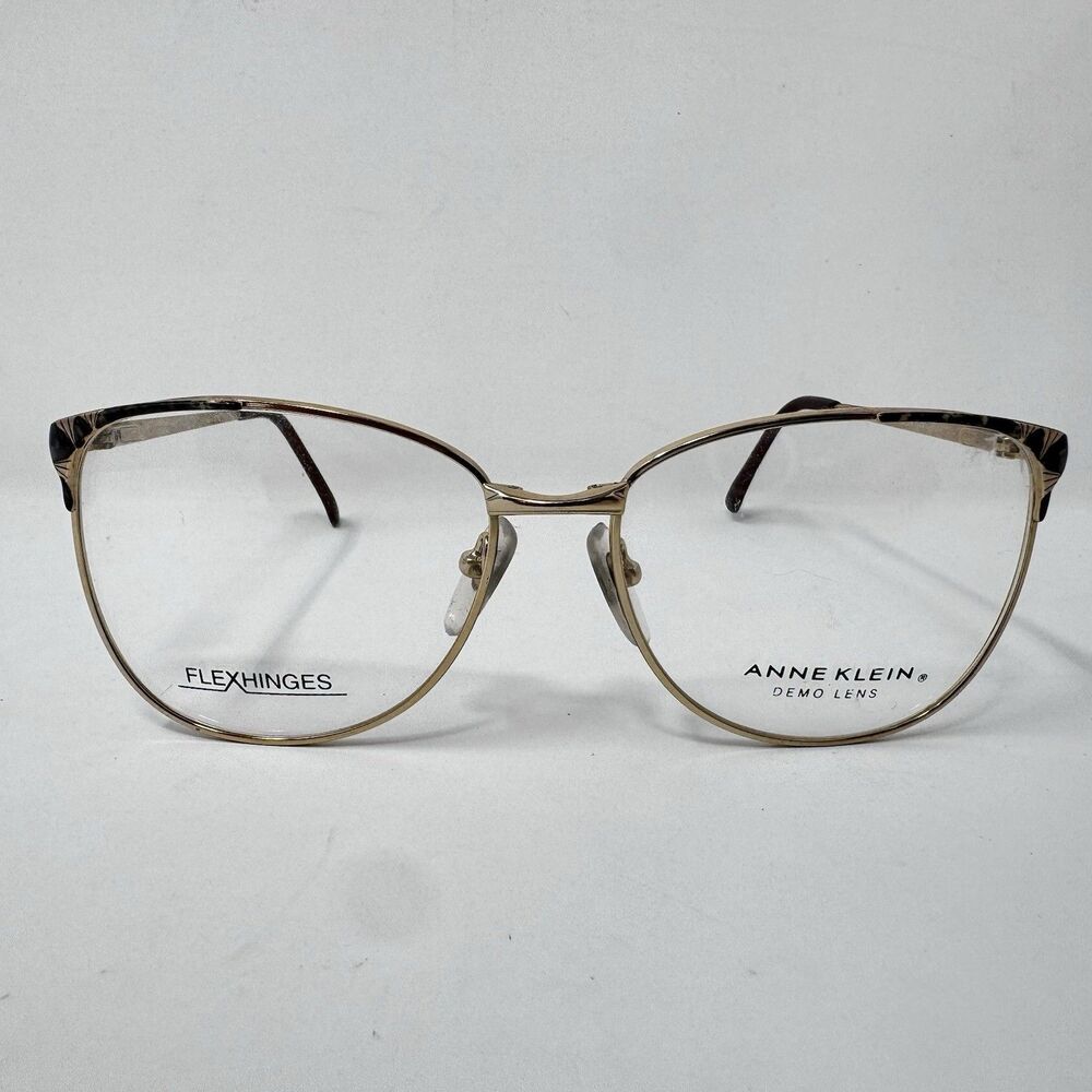 Vintage Anne Klein AK23 022 Gold Brown Eyeglass Frames 56-16-135 Made Japan